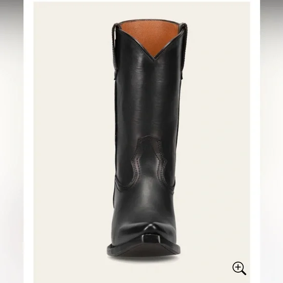 Frye Sacha Mid Black Leather Heeled Boots - Picture 2 of 3